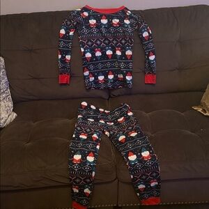 Santa Pattern Kids Pajama Set - Black and Red